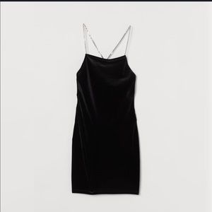 H&M Black Velvet Body-con Dress NWT